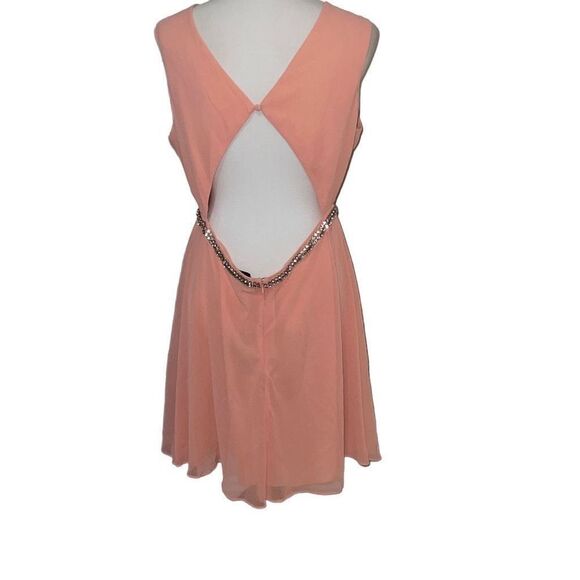 NBD Torren Mini Dress Sorbet Pink Cut Out Crystal Accent Waist Revolve sz L NEW - Picture 3 of 11